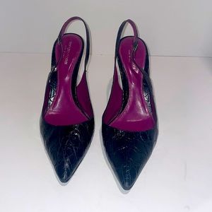 Authentic Sergio rossi slingback crocodile embossed black pump